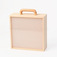 Wooden Storage Box, with Acrylic Transparent Cover and Handle, Square, BurlyWood, 2.25x8.5x26cm(CON-B004-01B)