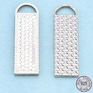 925 Sterling Silver Pendants, Rectangle Charms, Silver, 23x7x1.5mm, Hole: 2.5x5.5mm(STER-T006-13)