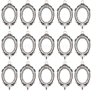 30Pcs Alloy Pendant Cabochon Settings, Open Back Settings, Oval, Antique Silver, Tray: 24x18mm, 42.5x23.5x2.7mm, Hole: 2mm(FIND-SC0009-22)