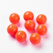 Neon Acrylic Beads, Round, Orange Red, 20mm, Hole: 2~3mm, about 109pcs/500g(LACR-20mm-4)