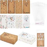 DIY Earring Packaging Making Kits, Including Cardboard Earring Display Cards, Iron Earring Hooks, Plastic Ear Nuts and OPP Cellophane Bags, Mixed Color, Cards: Cards: 9x5x0.04cm, 160pcs/set(DIY-FG0001-69)