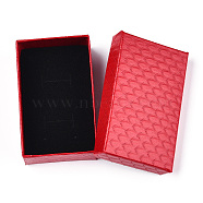 Rhombus Textured Cardboard Jewelry Boxes, with Black Sponge, for Jewelry Gift Packaging, Rectangle, Red, 8x5x2.7cm, inside: 7.3×4.4cm.(CBOX-T006-02D)