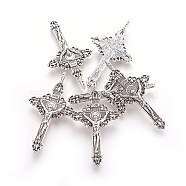 Alloy Pendants, For Easter, Cadmium Free, Nickel Free and Lead Free, Crucifix Cross Pendant, Antique Silver Color, 50x28x3mm, Hole: 3mm(X-PALLOY-A13009-AS-NR)
