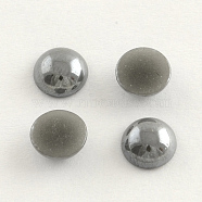 Pearlized Plated Opaque Glass Cabochons, Half Round/Dome, Gray, 11.5x5mm(PORC-S801-12mm-41)