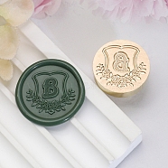 Golden Tone Round Wax Seal Brass Stamp Heads, for Wax Seal Stamp, Flower with Letter Pattern, Letter B, 20x14mm, Inner Diameter: 7mm(AJEW-Z034-02G-B)