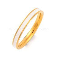 Ion Plating(IP) 304 Stainless Steel Enamel Finger Rings for Women, Golden, 2.5mm, US Size 7(17.3mm)(RJEW-S414-32B-G)