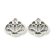 Tibetan Style Alloy Pendants, Lead Free & Cadmium Free, Flower Charm, Antique Silver, 12.5x13.5x2mm, Hole: 1.5mm(TIBE-I026-6011AS)