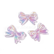 Opaque Acrylic Beads, with Glitter Powder, AB Color, Bowknot, Violet, 22.5x29x6mm, Hole: 2mm(OACR-C009-03D)