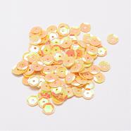 Plastic Paillette Beads, Semi-cupped Sequins Beads, Center Hole, Champagne Yellow, 8x0.5mm, Hole: 1mm(PVC-A002-8mm-01)