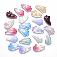 Transparent Glass Pendants, Mixed Style, Leaf, Mixed Color, 20x11x4.5mm, Hole: 1mm(GLAA-T016-26)