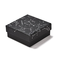 Cardboard Jewelry Packaging Boxes, with Sponge Inside, for Rings, Small Watches, Necklaces, Earrings, Bracelet, Constellation Pattern, 7.3x7.3x3.1cm(CON-B003-01B-01)