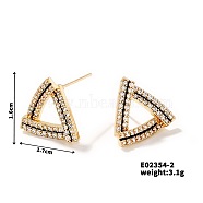 Elegant Hollow Triangle Diamond Stud Earrings for Women Trendy Fashion, Golden, 16mm(BG4939-2)