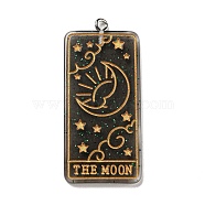 Transparent Resin Tarot Card Pendants, Glitter Rectangle Charms with Platinum Plated Iron Loops, Gold, 44x20x3mm, Hole: 2mm(MACR-C026-05A)