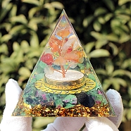 Orgonite Pyramid Resin Energy Generators, Reiki Natural Carnelian & Natural Ruby in Zoisite Chips Inside, for Home Office Desk Decoration, 60mm(PW-WG24475-01)