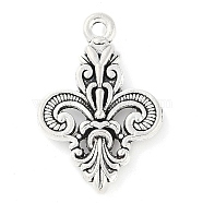 Tibetan Style Alloy Flower Pendants, Fleur-de-lis, Lead Free & Cadmium Free, Antique Silver, 24x16x4mm, Hole: 2.5mm, about 230pcs/500g(TIBEP-S291-22-RS)