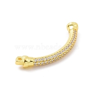 Eco-friendly Rack Plating Brass Micro Pave Clear Cubic Zirconia Connector Charms, Cadmium Free & Lead Free, Long-Lasting Plated, Curved Tube Links, Real 18K Gold Plated, 36.5x11.5x5mm, Hole: 0.7mm and 1.2mm(KK-F843-03G)