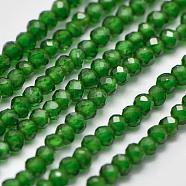Synthetic Gemstone Beads Strands, Imitation Emerald, Faceted, Round, Green, 2mm, Hole: 0.5mm, about 175pcs/strand, 15 inch(G-K207-01B-03)