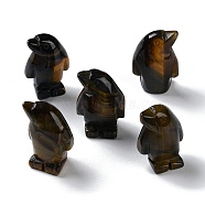 Natural Tiger Eye Carved Healing Penguin Figurines, Reiki Energy Stone Display Decorations, 12.5~13x18~18.5x26.5~27mm(G-B062-08A)