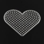 Heart ABC Plastic Pegboards Used for 5x5mm DIY Fuse Bead, Clear, 80x93x5mm(DIY-YW0008-19)
