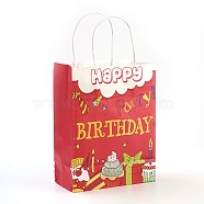 Paper Bags, with Handles, Gift Bags, Shopping Bags, Birthday Party Bags, Rectangle, Red, 21x15x8cm(AJEW-G019-02S-01)