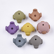 Rubberized Style Acrylic Combined Beads, Interlocking Beads, Mixed Color, 20x20x12mm, Hole: 2mm(X-OACR-T011-127A)