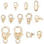 Elite 13Pcs 13 Styles Rack Plating Brass Lobster Claw Clasps, Golden, Mixed Shapes, 10~26.5x5~14.5x2.5~6.5mm, Hole: 0.9~4mm, 1pc/style(KK-PH0006-83)