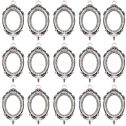 30Pcs Alloy Pendant Cabochon Settings, Open Back Settings, Oval, Antique Silver, Tray: 24x18mm, 42.5x23.5x2.7mm, Hole: 2mm(FIND-SC0009-22)