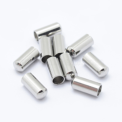 304 Stainless Steel Cord End Caps, Column, Stainless Steel Color, 8x3.5mm, Inner Diameter: 3mm(STAS-K152-03C)