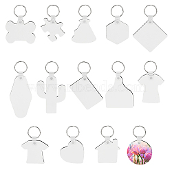 AHADERMAKER Sublimation Double-Sided Blank MDF Keychains, with Shape Wooden Hard Board Pendants and Iron Split Key Rings, Mixed Shapes, 4.95x0.35cm, 2pcs(KEYC-GA0001-38)