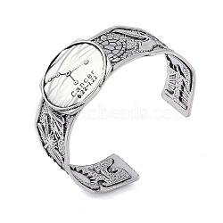 Constellation Alloy Open Cuff Bangles for Women Men, Antique Silver, Cancer, Inner Diameter: 2-1/2 inch(6.2cm), 20~31mm(BJEW-C064-01AS-07)