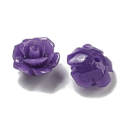 Synthetic Coral Dyed Carved Beads, Flower, Half Hole, Dark Orchid, 9.5x6.3mm, Hole: 1mm(SHEL-I001-05C-07)