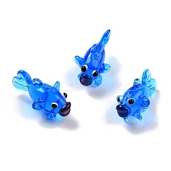 Handmade Lampwork Beads, Goldfish, Blue, 28x15.5x16mm, Hole: 1.7mm(LAMP-I024-47D)