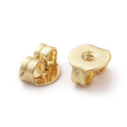 Tuercas de oreja de latón, respaldos de aretes de fricción para aretes, Plateado de larga duración, Sin cadmio y níque y plomo, real 18k chapado en oro, 5x4x2.5mm, agujero: 0.8 mm(X-KK-F714-04G)