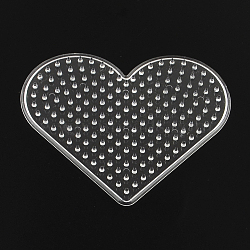 Heart ABC Plastic Pegboards Used for 5x5mm DIY Fuse Bead, Clear, 80x93x5mm(DIY-YW0008-19)