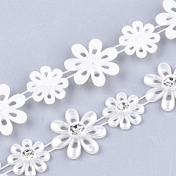 ABS Plastic Imitation Pearl Beaded Trim Garland Strand, Great for Door Curtain, Wedding Decoration DIY Material, with Rhinestone, Flower, Creamy White, 19.5x4.5mm, 13.5x4.5mm, 10yards/roll(AJEW-S073-33)