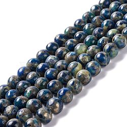 Assembled Synthetic Pyrite and Vesuvianite Beads Strands, Dyed, Round, 8mm, Hole: 1.2mm, about 49~51pcs/strand, 15.74~16.34 inch(40~41.5cm)(G-K317-A23)