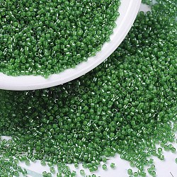 MIYUKI Delica Beads, Cylinder, Japanese Seed Beads, 11/0, (DB0274) Lined Pea Green Luster, 1.3x1.6mm, Hole: 0.8mm, about 10000pcs/bag, 50g/bag(SEED-X0054-DB0274)