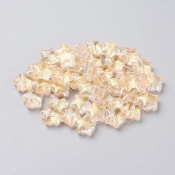 Electroplate Glass Beads, Star, Champagne Yellow, 8.5x8.5x4mm, Hole: 1mm