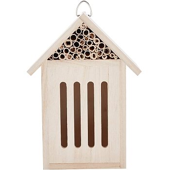 Unfinished Wooden Insects House, Creative Wooden Hanging Bird House, for Small Bird DIY Birdcage Making or Decoration, BurlyWood, 150x89x225mm