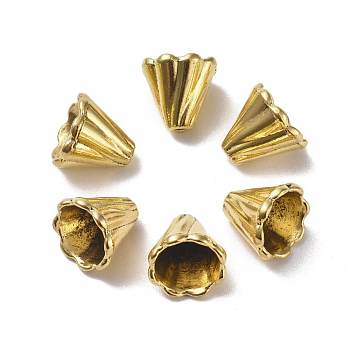 Tibetan Style Bead Cone, Cadmium Free & Nickel Free & Lead Free, Flower, Antique Golden Color, Size: about 13mm long, 12mm wide, hole: 2mm, Inner Diameter: 9.5mm, 410pcs/1000g