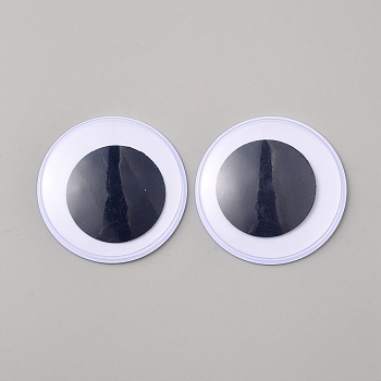 Plastic Eye Cabochons, with Self Adhesive, DIY Scrapbooking Crafts Toy Accessories, Black, 50x7mm