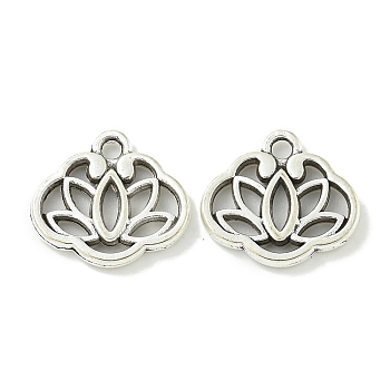 Tibetan Style Alloy Pendants, Lead Free & Cadmium Free, Flower Charm, Antique Silver, 12.5x13.5x2mm, Hole: 1.5mm