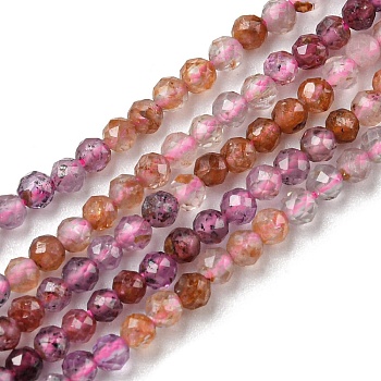 Natural Ruby & Sapphire Beads Strands, Faceted Round, 2mm, Hole: 0.4mm, about 197pcs/strand, 15.35 inch(39cm)