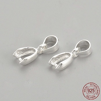925 Sterling Silver Pendants, Ice Pick & Pinch Bails, with 925 Stamp, Silver, 13.5mm, Hole: 4mm, Pin: 0.5mm