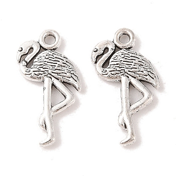 Tibetan Style Alloy Flamingo Shape Pendants, Cadmium Free & Lead Free, Antique Silver, 23.3x13x2mm, Hole: 2mm, about 384pcs/500g