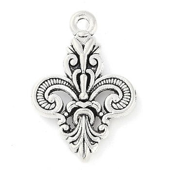 Tibetan Style Alloy Flower Pendants, Fleur-de-lis, Lead Free & Cadmium Free, Antique Silver, 24x16x4mm, Hole: 2.5mm, about 230pcs/500g