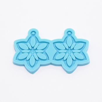 DIY Snowflake Silicone Fondant Molds, for DIY Cake Decoration, UV & Epoxy Resin Earrings Making, Sky Blue, 45x70x5mm