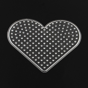 Heart ABC Plastic Pegboards Used for 5x5mm DIY Fuse Bead, Clear, 80x93x5mm