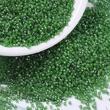 MIYUKI Delica Beads, Cylinder, Japanese Seed Beads, 11/0, (DB0274) Lined Pea Green Luster, 1.3x1.6mm, Hole: 0.8mm, about 10000pcs/bag, 50g/bag