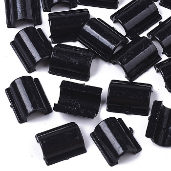 Opaque AS Plastic Base Buckle Hair Findings, for Hair Tie Accessories Making, Black, 13.5x11.5x4.5mm, about 2000pcs/bag